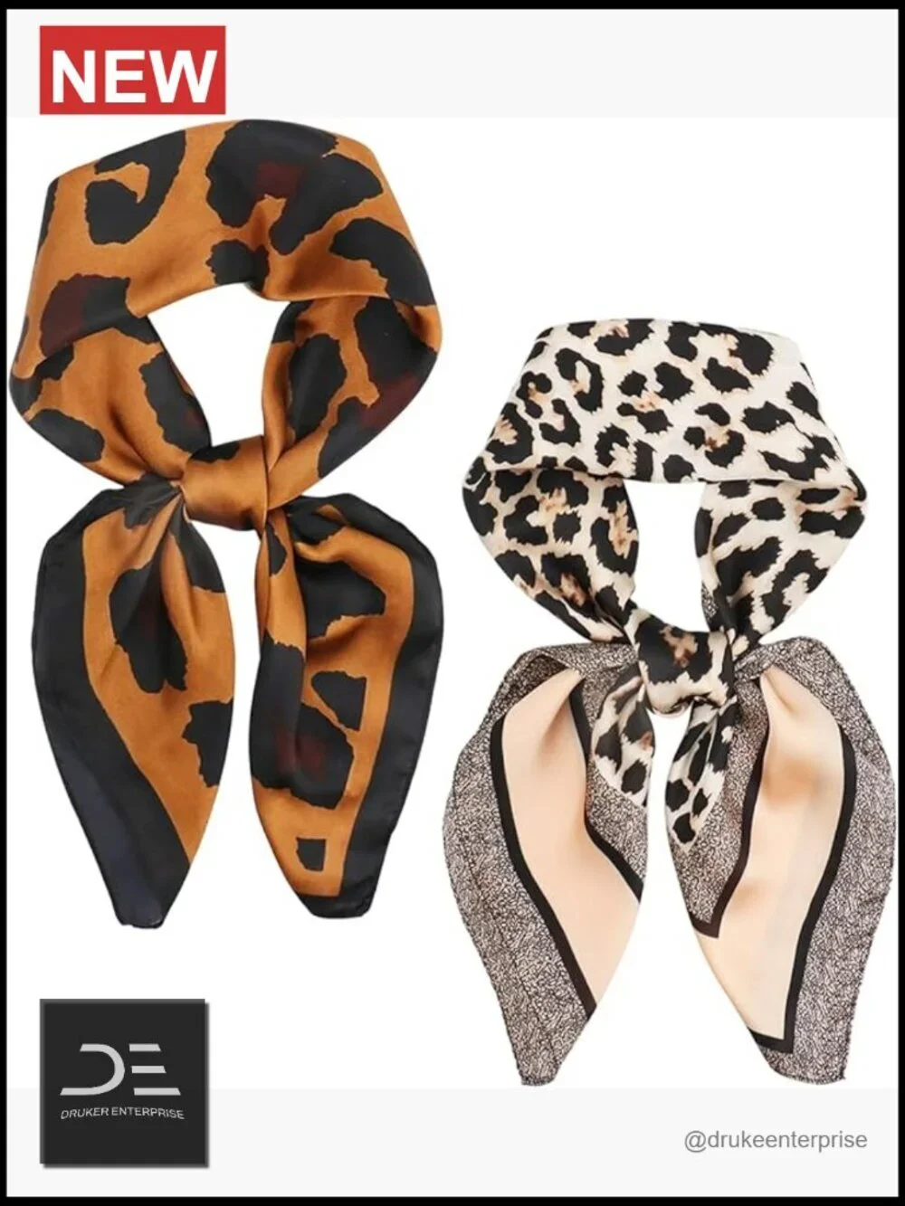 Square Satin Silk Feeling Scarf for Women - Hair Neck Handbag Accessory